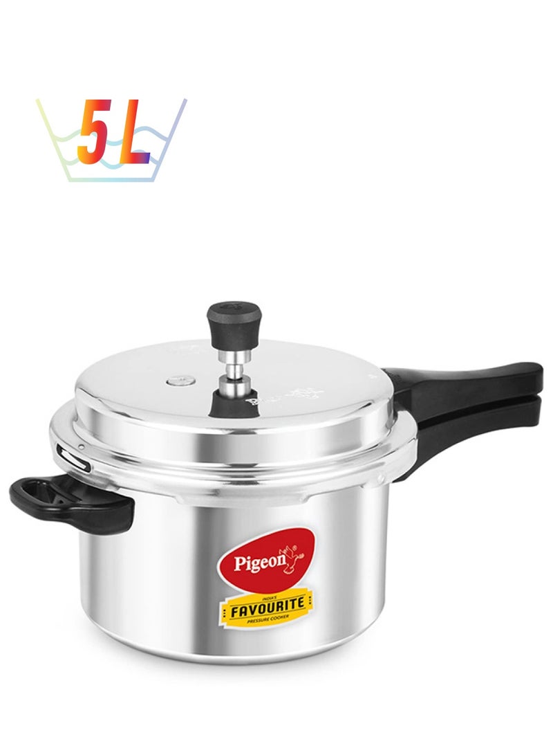 Pigeon Favourite Pressure Cooker 5 Litres | Aluminium | Outer Lid | Induction Base | Silver - Image 1